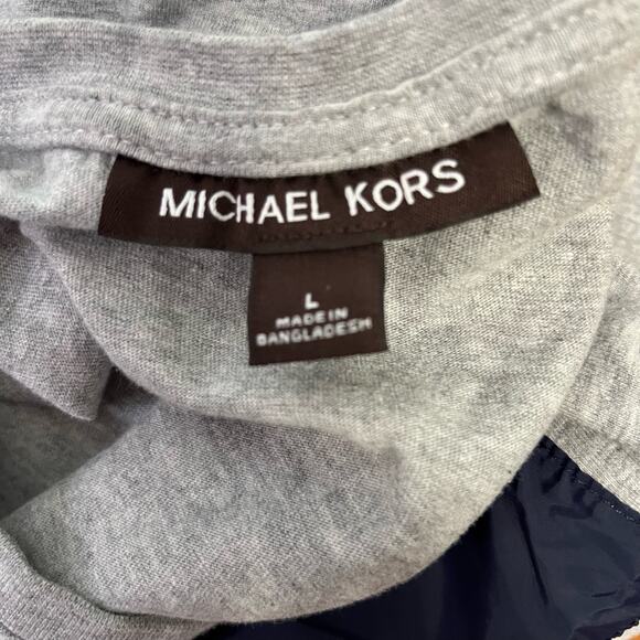 Michael Kors Spellout Tee Gray With Black Pocket Casual Designer Boxy Large - Picture 4 of 4
